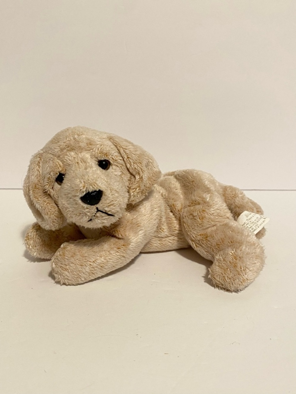 Russ Luv Pets Puppy Dog Plush Shelley Tan Bean Bag Vintage Stuffed Animal Toy 7”
